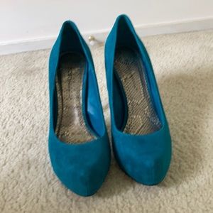BCBGeneration Parade Teal Kid Suede Pumps